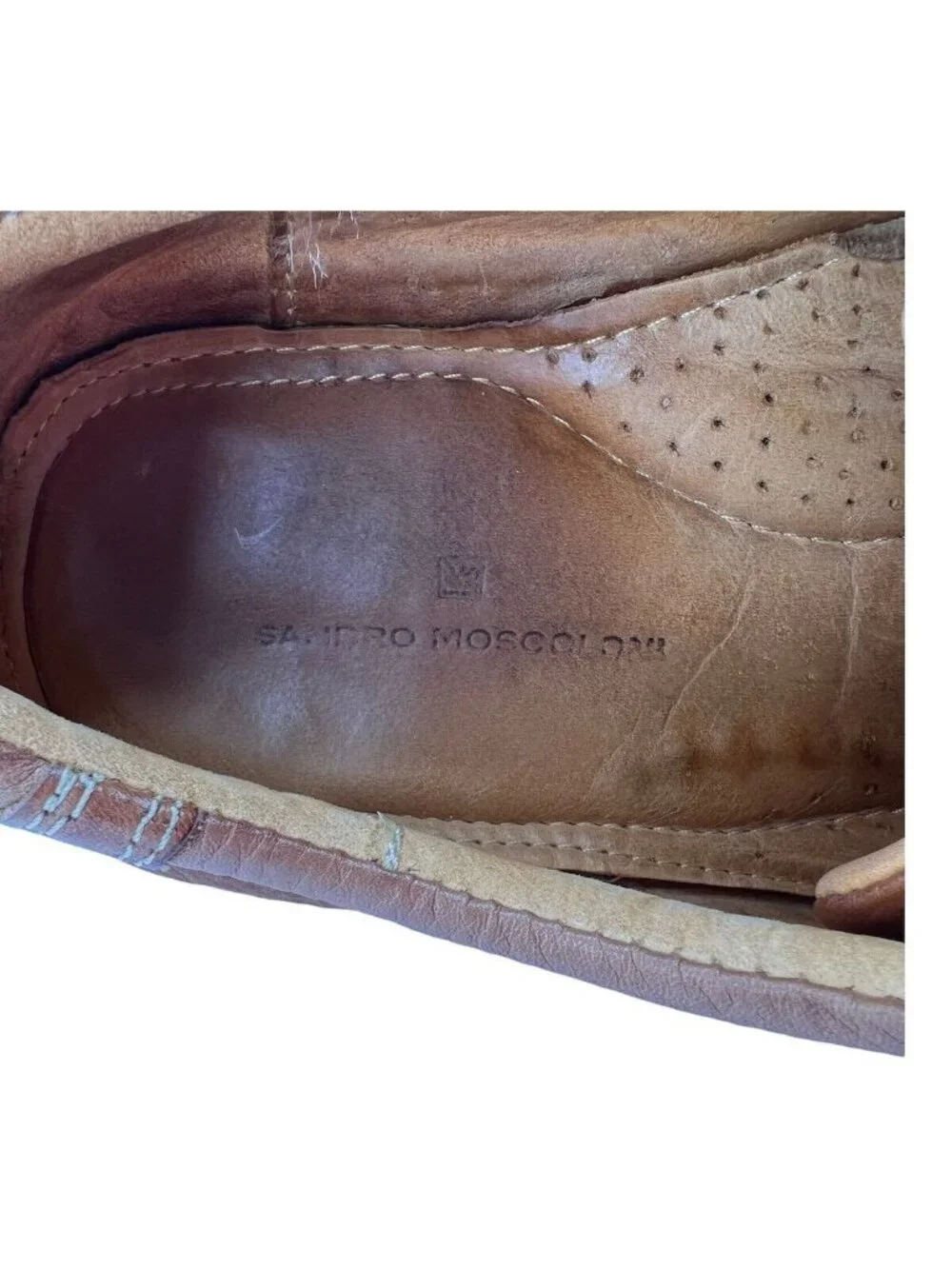 Sandro Moscoloni Mens Shoe 10 D  Leather Casual Oxford Lace Up Brown Vineyard